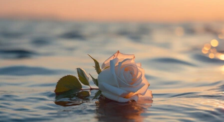 Weiße Rose im Meer